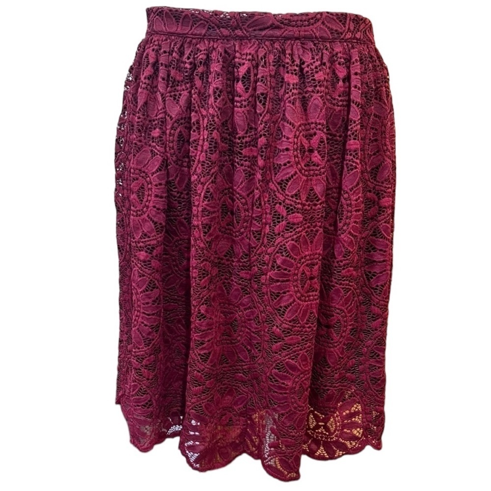 Xhiliration Medium Burgundy Red Lace Skirt Zip Holiday Formal Party - Picture 2 of 9